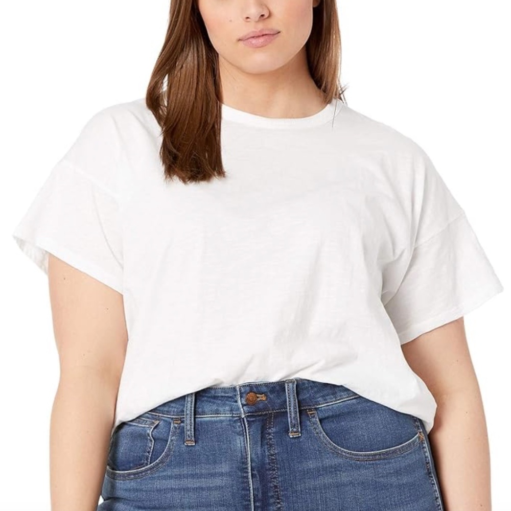 MADEWELL - Whisper Cotton Rib Crewneck Classic White T-Shirt - Plus 3X